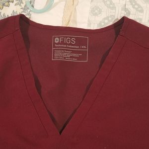 2x Figs burgundy scrub top